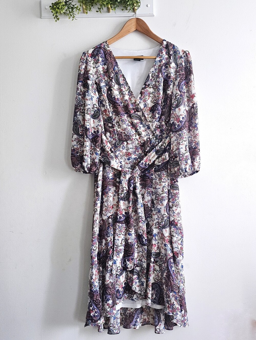 Maison Tara Paisley Floral Wrap High Low Midi Dress Size 10